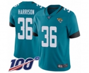 Youth Jacksonville Jaguars #36 Ronnie Harrison Teal Green Alternate Vapor Untouchable Limited Player 100th Season Football Jersey