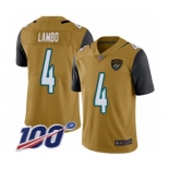 Youth Jacksonville Jaguars #4 Josh Lambo Limited Gold Rush Vapor Untouchable 100th Season Football Jersey