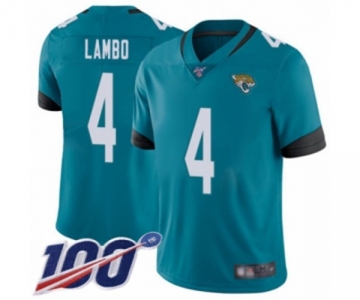 Youth Jacksonville Jaguars #4 Josh Lambo Teal Green Alternate Vapor Untouchable Limited Player 100th Season Football Jersey