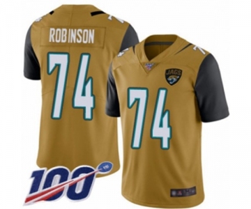 Youth Jacksonville Jaguars #74 Cam Robinson Limited Gold Rush Vapor Untouchable 100th Season Football Jersey