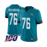 Youth Jacksonville Jaguars #76 Will Richardson Teal Green Alternate Vapor Untouchable Limited Player 100th Season Football Jersey