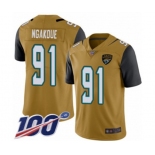 Youth Jacksonville Jaguars #91 Yannick Ngakoue Limited Gold Rush Vapor Untouchable 100th Season Football Jersey