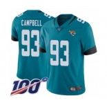 Youth Jacksonville Jaguars #93 Calais Campbell Teal Green Alternate Vapor Untouchable Limited Player 100th Season Football Jersey