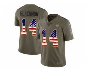 Youth Nike Jacksonville Jaguars #14 Justin Blackmon Limited Olive USA Flag 2017 Salute to Service NFL Jersey