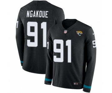 Youth Nike Jacksonville Jaguars #91 Yannick Ngakoue Limited Black Therma Long Sleeve NFL Jersey