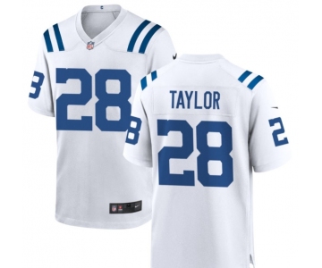 Men's Indianapolis Colts #28 Taylor Game White Football Jersey