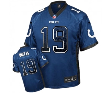 Men's Indianapolis Colts #19 Johnny Unitas Elite Royal Blue Drift Fashion Football Jersey