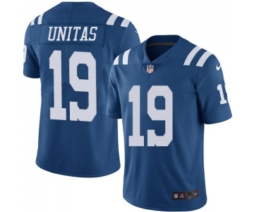 Men's Indianapolis Colts #19 Johnny Unitas Elite Royal Blue Rush Vapor Untouchable Football Jersey