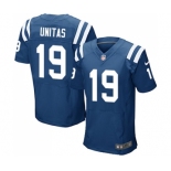 Men's Indianapolis Colts #19 Johnny Unitas Elite Royal Blue Team Color Football Jersey