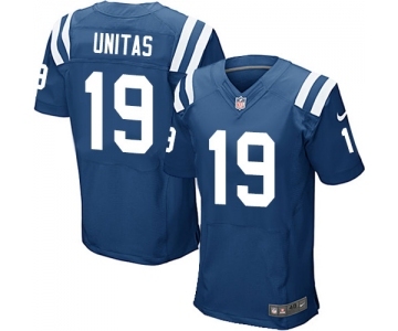 Men's Indianapolis Colts #19 Johnny Unitas Elite Royal Blue Team Color Football Jersey