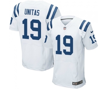 Men's Indianapolis Colts #19 Johnny Unitas Elite White Football Jersey