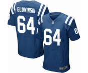 Men's Indianapolis Colts #64 Mark Glowinski Elite Royal Blue Team Color Football Jersey