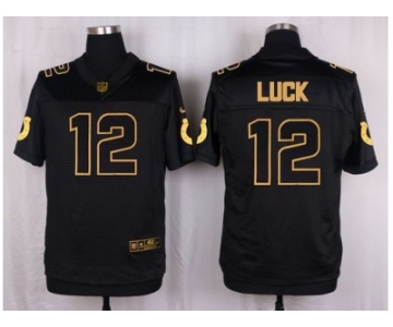 Nike Indianapolis Colts #12 Andrew Luck Black Pro Line Gold Collection Jersey[Elite]