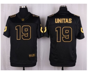 Nike Indianapolis Colts #19 Johnny Unitas Black Pro Line Gold Collection Jersey[Elite]