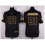 Nike Indianapolis Colts #81 Andre Johnson Black Pro Line Gold Collection Jersey[Elite]