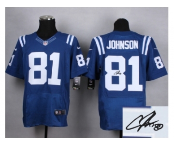 nike jerseys indianapolis colts #81 andre johnson blue [Elite][signature]