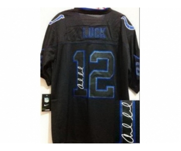 nike nfl jerseys indianapolis colts #12 andrew luck black [Elite lights out signature]