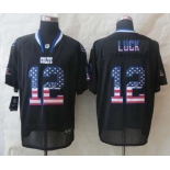 nike nfl jerseys indianapolis colts #12 luck black[Elite USA flag fashion]