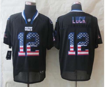 nike nfl jerseys indianapolis colts #12 luck black[Elite USA flag fashion]