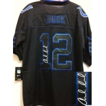 nike nfl jerseys indianapolis colts #12 luck black[Elite lights out signature]