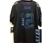 nike nfl jerseys indianapolis colts #12 luck black[Elite lights out signature]