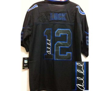 nike nfl jerseys indianapolis colts #12 luck black[Elite lights out signature]