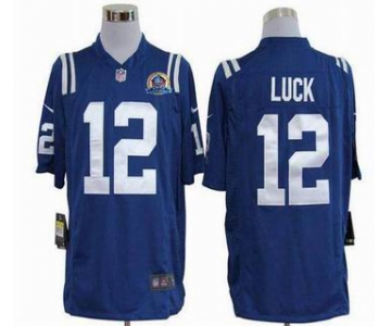 nike nfl jerseys indianapolis colts #12 luck blue[Elite 50th Patch]