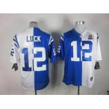 nike nfl jerseys indianapolis colts #12 luck white-blue[Elite split 50th Patch]