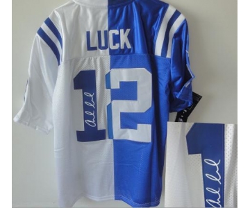 nike nfl jerseys indianapolis colts #12 luck white-blue[Elite split signature]