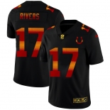 Indianapolis Colts #17 Philip Rivers Men's Black Nike Red Orange Stripe Vapor Limited NFL Jersey