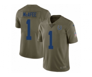 Men Nike Indianapolis Colts #1 Pat McAfee Limited Olive 2017 Salute to Service NFL Jersey