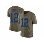 Men Nike Indianapolis Colts #12 Andrew Luck Limited Olive 2017 Salute to Service NFL Jersey