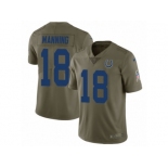 Men Nike Indianapolis Colts #18 Peyton Manning Limited Olive 2017 Salute to Service NFL Jersey