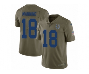 Men Nike Indianapolis Colts #18 Peyton Manning Limited Olive 2017 Salute to Service NFL Jersey