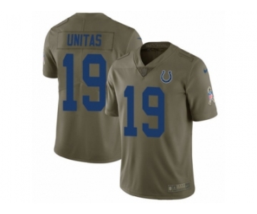 Men Nike Indianapolis Colts #19 Johnny Unitas Limited Olive 2017 Salute to Service NFL Jersey