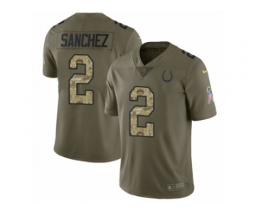 Men Nike Indianapolis Colts #2 Rigoberto Sanchez Limited Olive Camo 2017 Salute to Service NFL Jersey