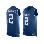 Men Nike Indianapolis Colts #2 Rigoberto Sanchez Limited Royal Blue Player Name & Number Tank Top NFL Jersey