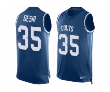 Men Nike Indianapolis Colts #35 Pierre Desir Limited Royal Blue Player Name & Number Tank Top NFL Jersey