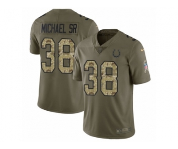 Men Nike Indianapolis Colts #38 Christine Michael Sr Limited Olive Camo 2017 Salute to Service NFL Jersey