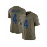 Men Nike Indianapolis Colts #4 Adam Vinatieri Limited Olive 2017 Salute to Service NFL Jersey