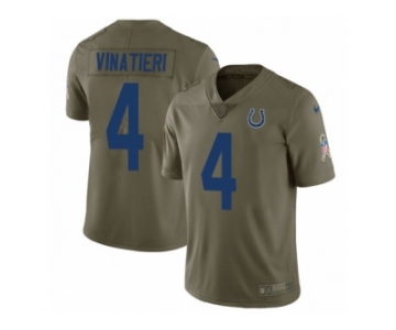 Men Nike Indianapolis Colts #4 Adam Vinatieri Limited Olive 2017 Salute to Service NFL Jersey