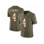 Men Nike Indianapolis Colts #4 Adam Vinatieri Limited Olive Gold 2017 Salute to Service NFL Jersey