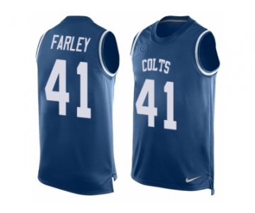 Men Nike Indianapolis Colts #41 Matthias Farley Limited Royal Blue Player Name & Number Tank Top NFL Jersey