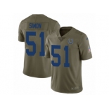 Men Nike Indianapolis Colts #51 John Simon Limited Olive 2017 Salute to Service NFL Jersey