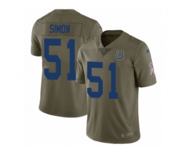 Men Nike Indianapolis Colts #51 John Simon Limited Olive 2017 Salute to Service NFL Jersey