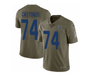 Men Nike Indianapolis Colts #74 Anthony Castonzo Limited Olive 2017 Salute to Service NFL Jersey