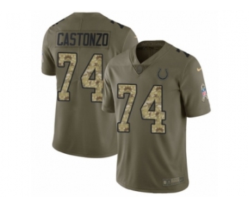 Men Nike Indianapolis Colts #74 Anthony Castonzo Limited Olive Camo 2017 Salute to Service NFL Jersey