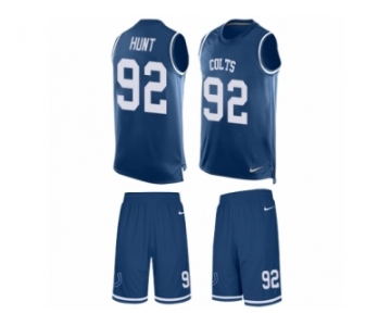 Men Nike Indianapolis Colts #92 Margus Hunt Limited Royal Blue Tank Top Suit NFL Jersey