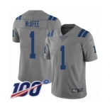 Men's Indianapolis Colts #1 Pat McAfee Limited Gray Inverted Legend 100th Season Football Jersey