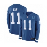 Men's Indianapolis Colts #11 Deon Cain Limited Blue Therma Long Sleeve Football Jersey